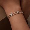 WOSTU 925 Sterling Silver Cubic Zirconia CZ Bridal Butterfly Adjustable Bracelet for Women Double Layer Butterfly Charm Bracelet