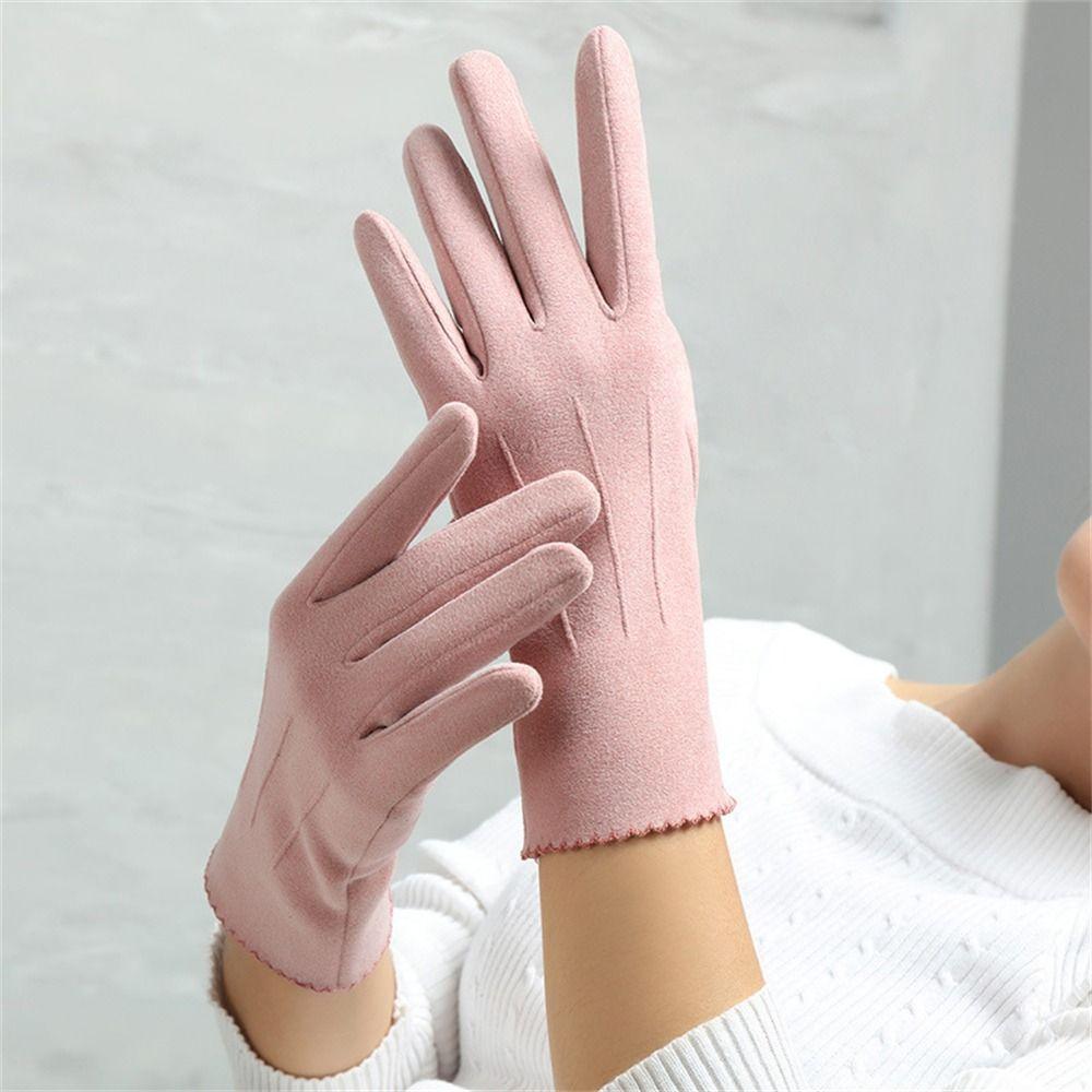 Thickened Warm Cashmere Gloves Windproof Cold Proof Mittens Fashion Furry Gloves  for Autumn Winter