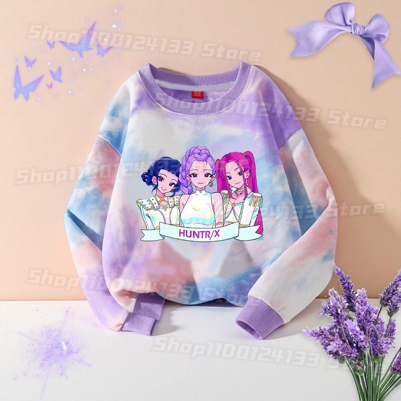 Spring And Autumn Demon Hunter Streetwear T Shirt Girl Cute Anime Print Kid Game Y2K Kawaii Tie-dye Women's Outdoor Pullover Long Sleeve Top Clothes