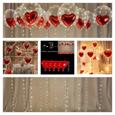 10-piece 20-inch Transparent Bobo Ball Red Love Aluminum Film Balloon Set