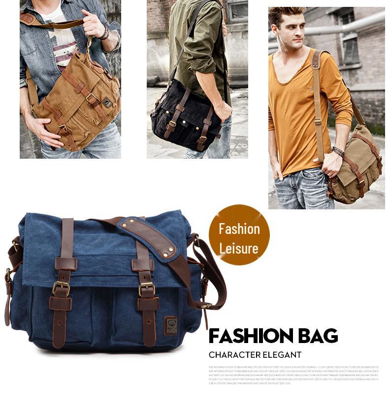 Men's Seven-Color Cotton Canvas Crossbody Bag - Student & Outdoor Casual Messenger Style