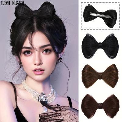 Synthetic 1pc Bowknot Wig Buns Updo Chignon Clip In Hair Extensions Natural Looking For Cosplay Use Hair Accessories