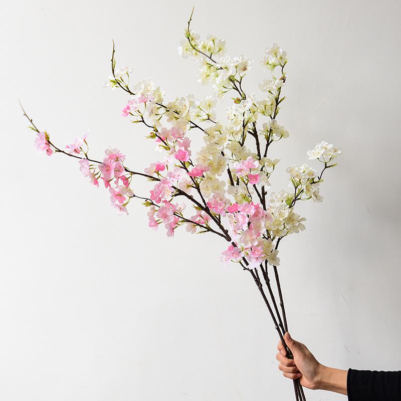 Cherry Blossom 4-Fork Silk Floral Branch for Wedding Arch Decor