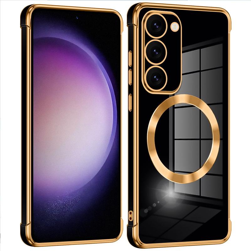 Solid Color Slim Magnetic Phone Case For Samsung Galaxy S25 Ultra S24 FE S23 Plus S22 S21 Wireless Charge Plating TPU Soft Shockproof Bumper Cover