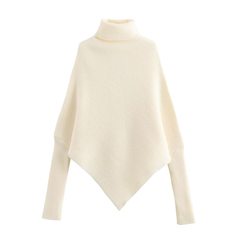 Kaslead New Arrival Women's Clothing Fashion Style Fashion Minimalist Turtleneck Asymmetrical Hem Knitwear