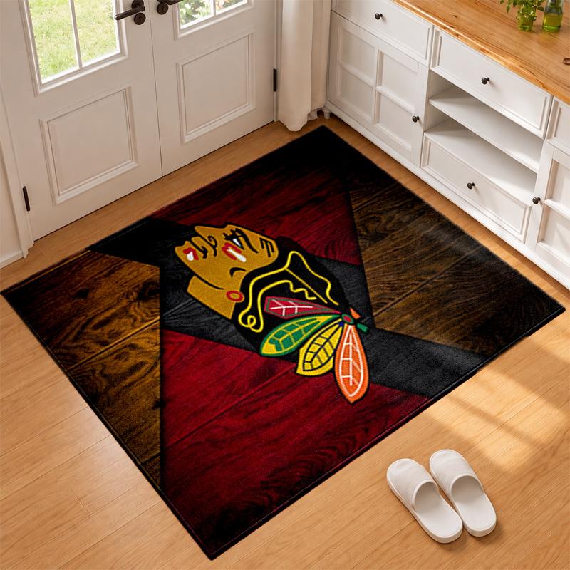 Chicago Blackhawks Carpet Door Mat for Living Room or Bedroom Protective Mat Under Chair Office Decoration Christmas Gift Birthday Present