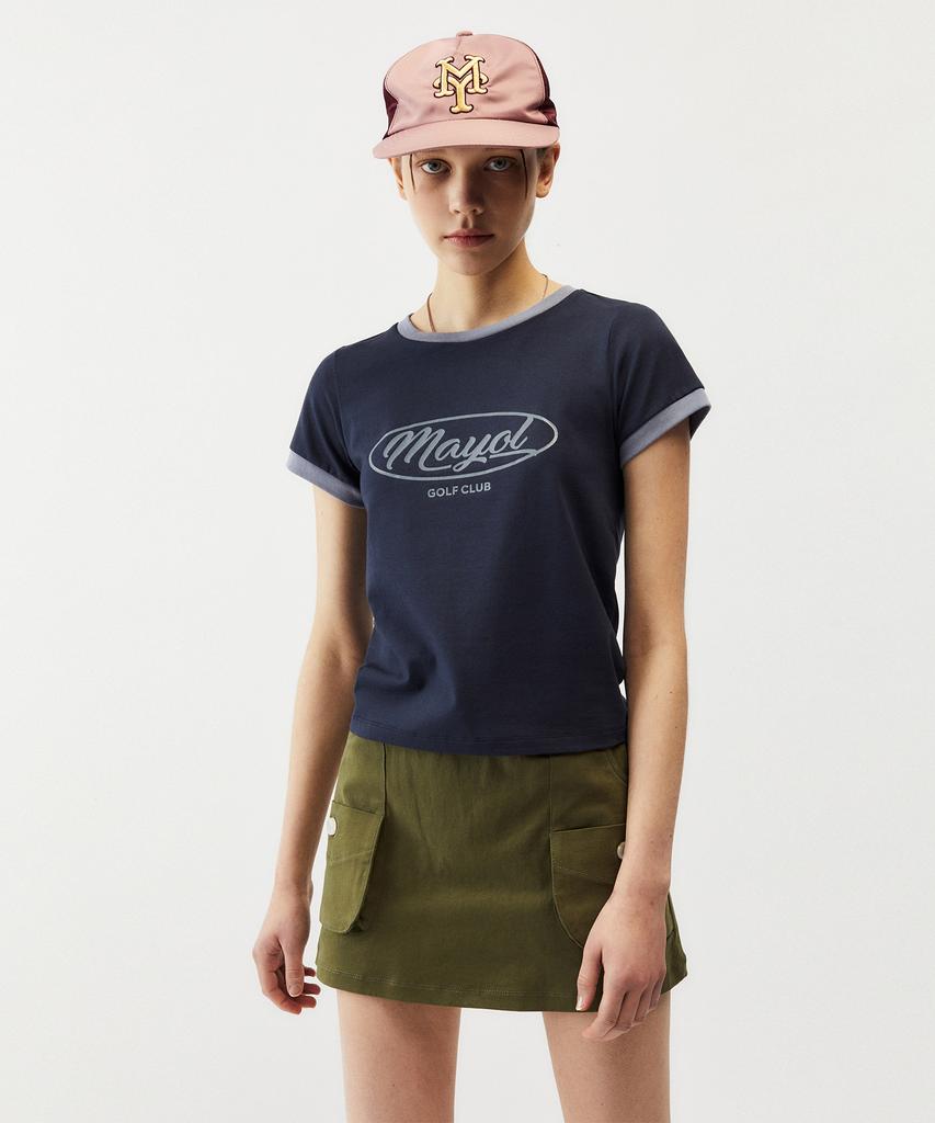 Mayol Cotton Color Block Cargo Skirt_Khaki