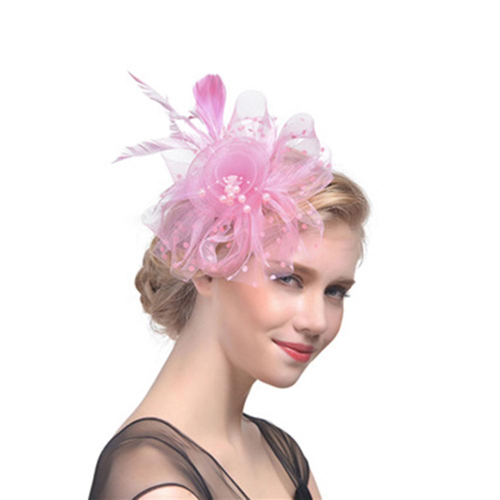 Lady Elegant Exquisite Little Hat Feather Flower Headdress Hair Ornaments for Wedding Banquet