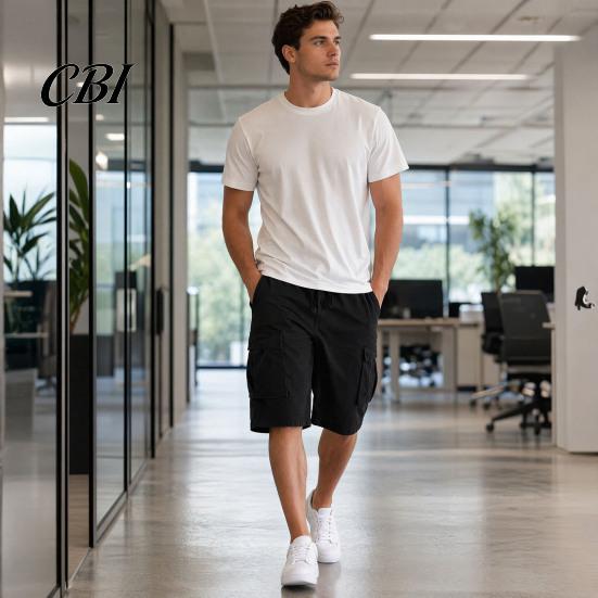Men Shorts with Drawstring Summer for Men, Multi-Pocket Cargo Adjustable Elastic Skin-friendly Fabric Waistband, Loose Fit Sport Hiking Work