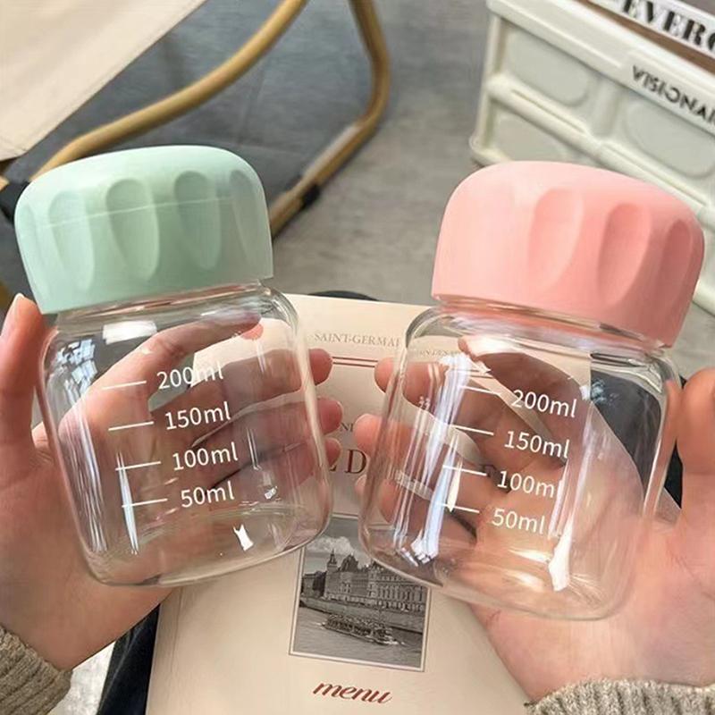 300Ml High Borosilicate Glass Water Cup Transparent With Scale Mini Fat Cup Portable Juice Mug Drink Container Travel Home Gift
