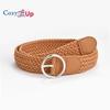 Cintura da Donna Color Caramella con Fibbia Rotonda Corda di Cera Intrecciata Retro Cintura Decorativa per Jeans
