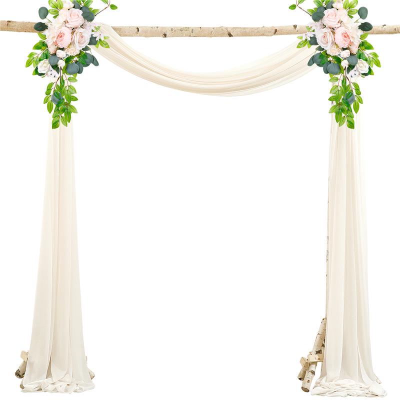 Forest Style Wedding Arch Decoration: Outdoor Lawn Chiffon Gauze Curtains