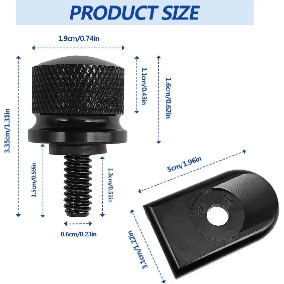 Motorcycle Aluminium Seat Bolt Tab Screw Mount Knob Cover Compatible with Harley Davidson 1996-2024, Black
