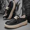 Men's Black Leather Sports Shoes Breathable Casual Lace Up Thick Soled Shoes Outdoor Walking Fashion Shoes Designer Shoe Loafers
