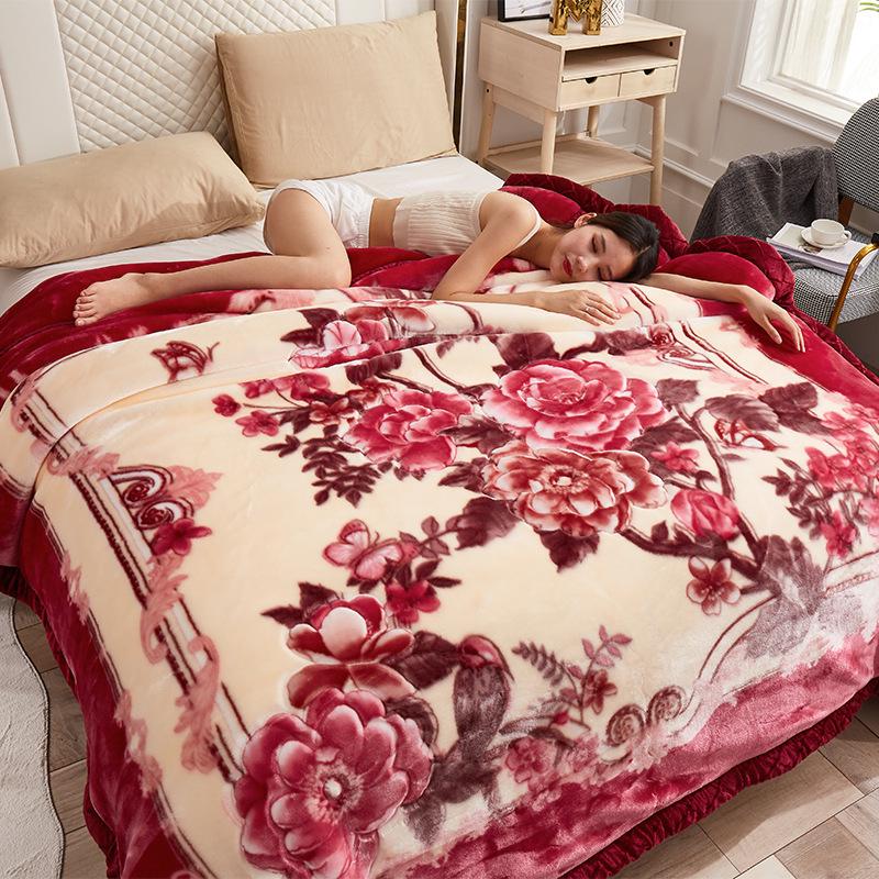Raschel Plush Thickened Autumn/Winter Blanket - Warm Coral Fleece Quilt for Dorms & Beds