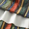 New Japanese Mori Girl Women Midi Skirt High Waist Colorful Striped Jupe Femme Longo Elegant Vintage Cotton Linen Skirts Womens
