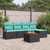 Garden Sofa Set with Cushions 6 pcs Black Poly Rattan