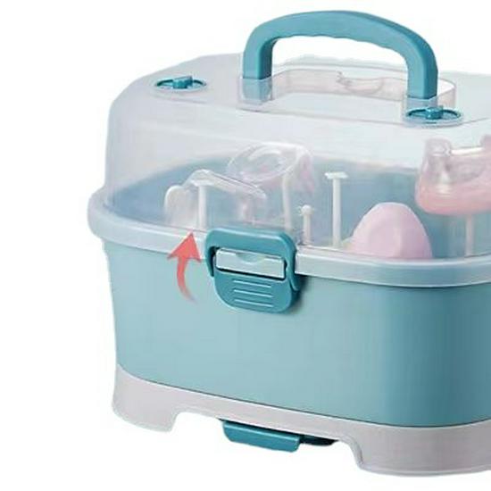 Handheld Baby Bottle & Tableware Storage Box with Dustproof Drying Rack