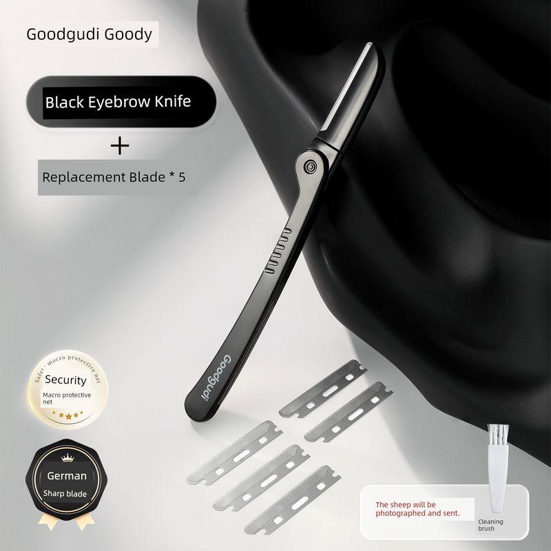 

Goood Eye-Brow Knife Men Special Safety Anti-Scratch Handy Gadget Professional Trimmer Suit Boys Shaving Eyebrows Star Black +5 Replacement Blades [Great Value Set]