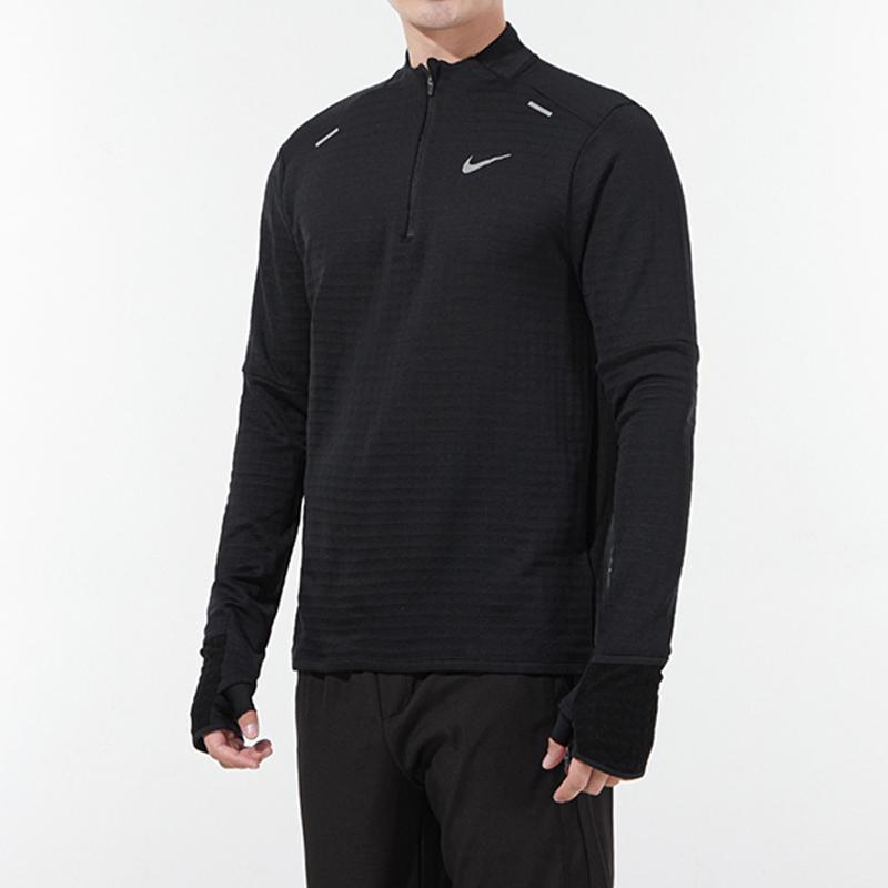 Nike Printed Logo Stand Collar Long Sleeve T-Shirt Men Tops Black DD5663-010