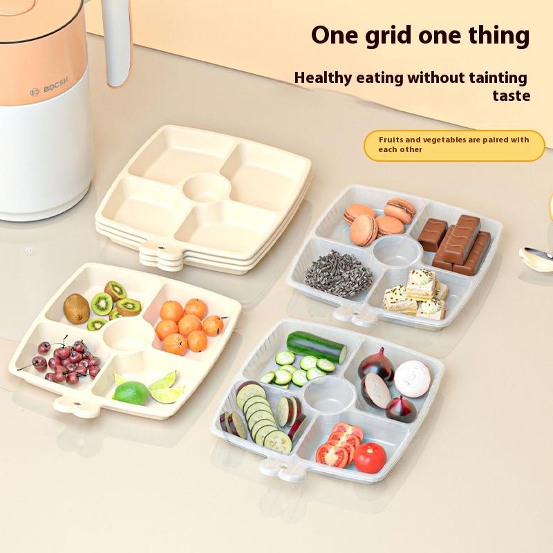3/5/6 Grids Korean Style Fruit Plates Dining-Table Divided Seasoning Plate Refrigerator Dessert Storage Box Kitchen Gadget