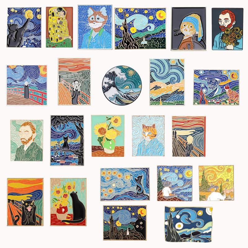 

Oil Painting Brooch Set