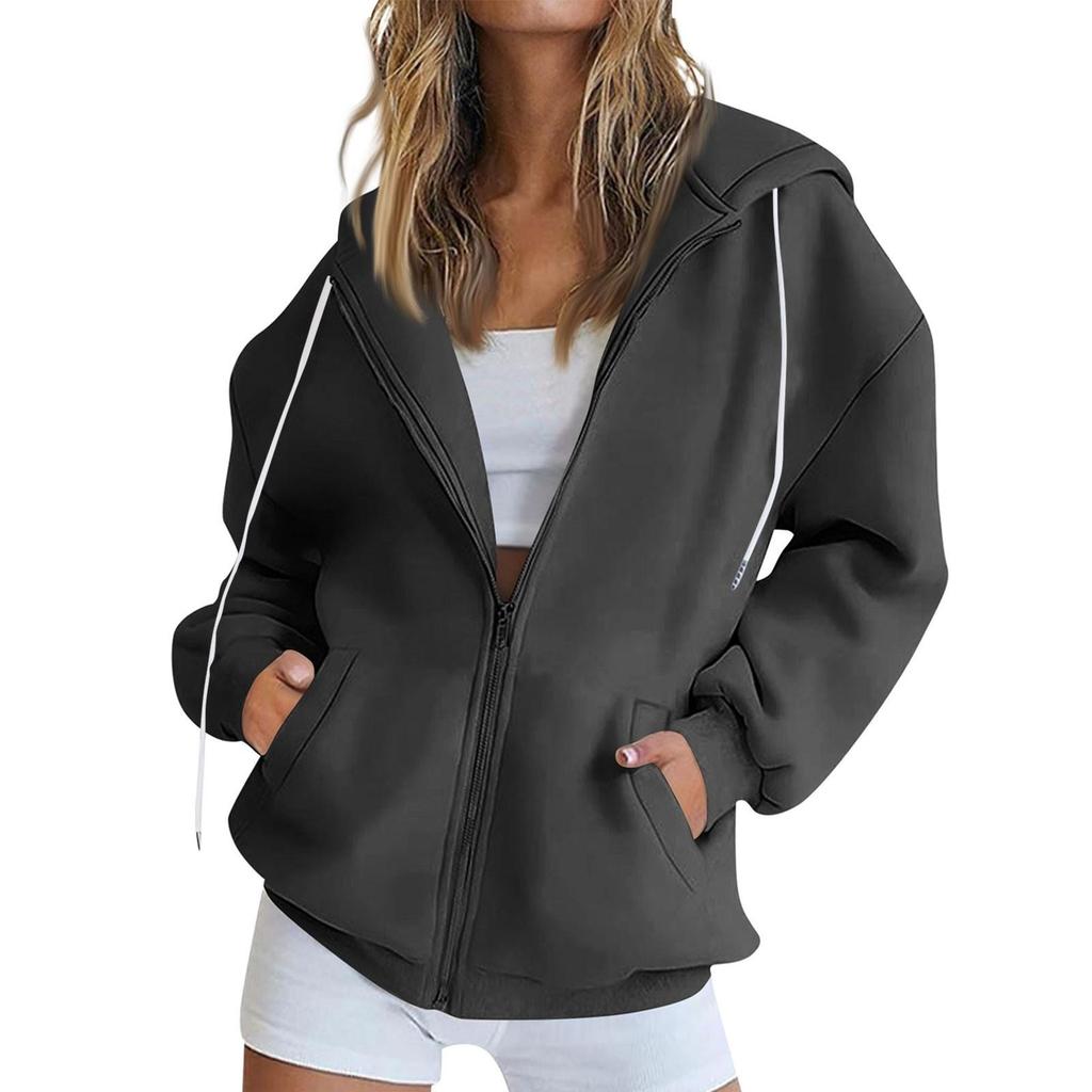 Dámská mikina na zip s dlouhým rukávem oversized mikina fleecová bunda mikina do kapsy