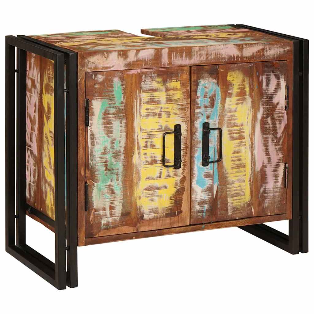 Washbasin Cabinet Multicolored Solid Reclaimed Wood