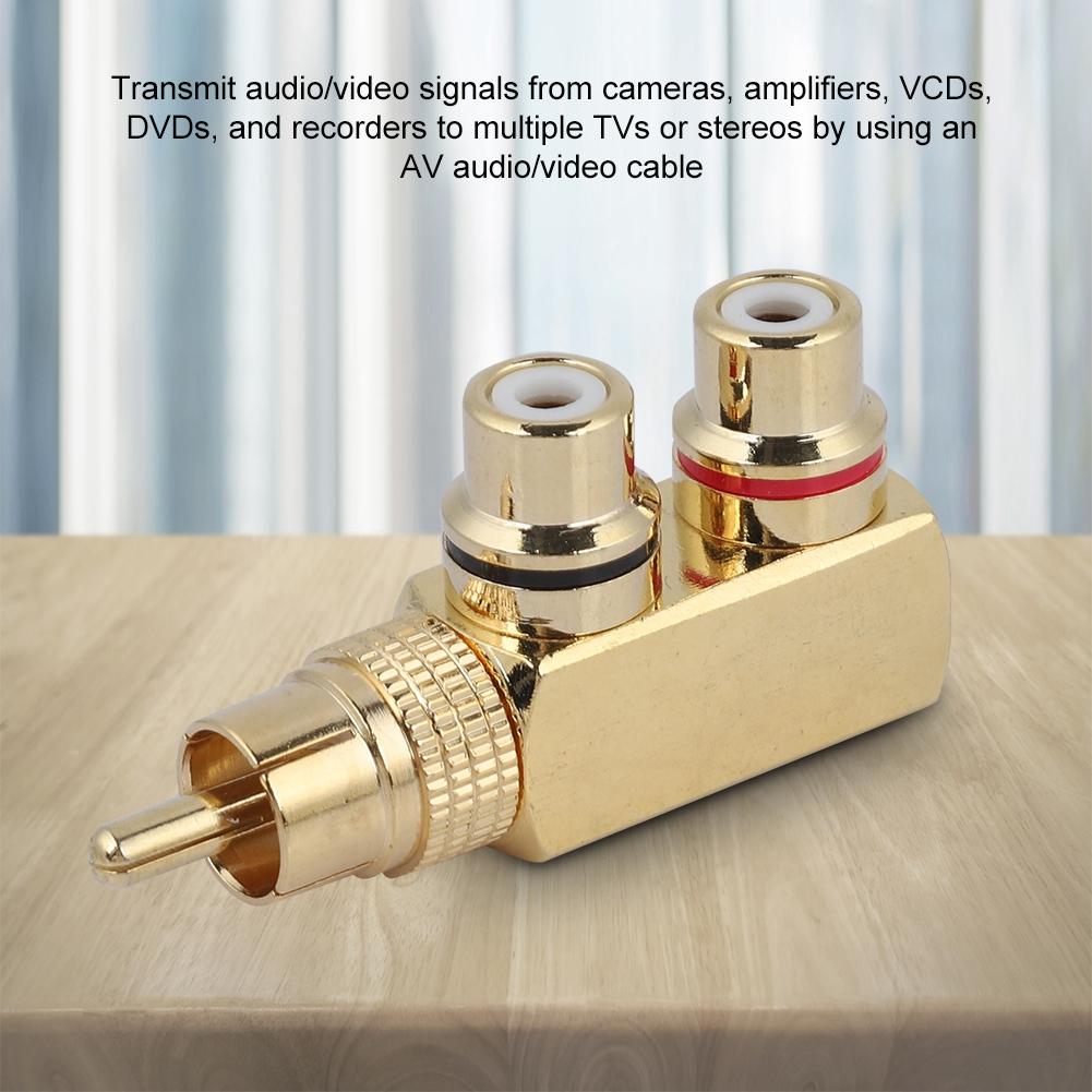 2 stk. AV-splitterplugg RCA hann til 2 hunn lyd- og videoadapterkontakt