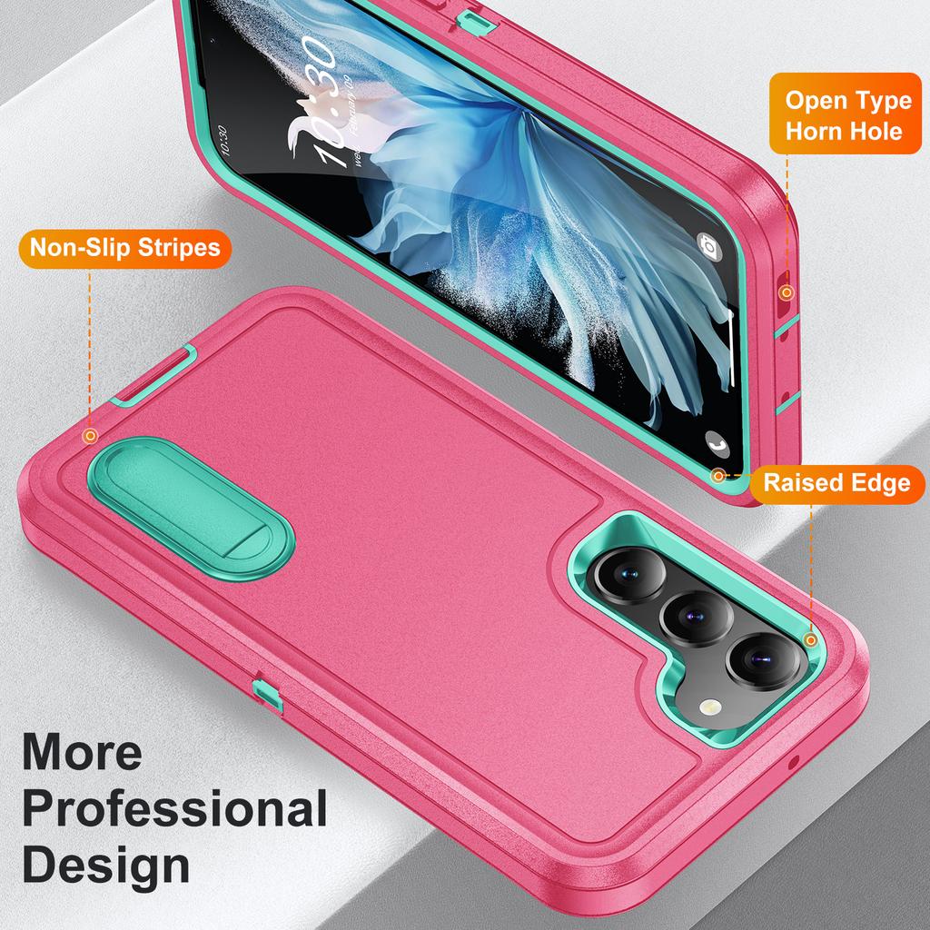 Phone Case with Bracket, Three Proof Phone Case with Dust Plug, for Samsung Protective Case Soft Shell