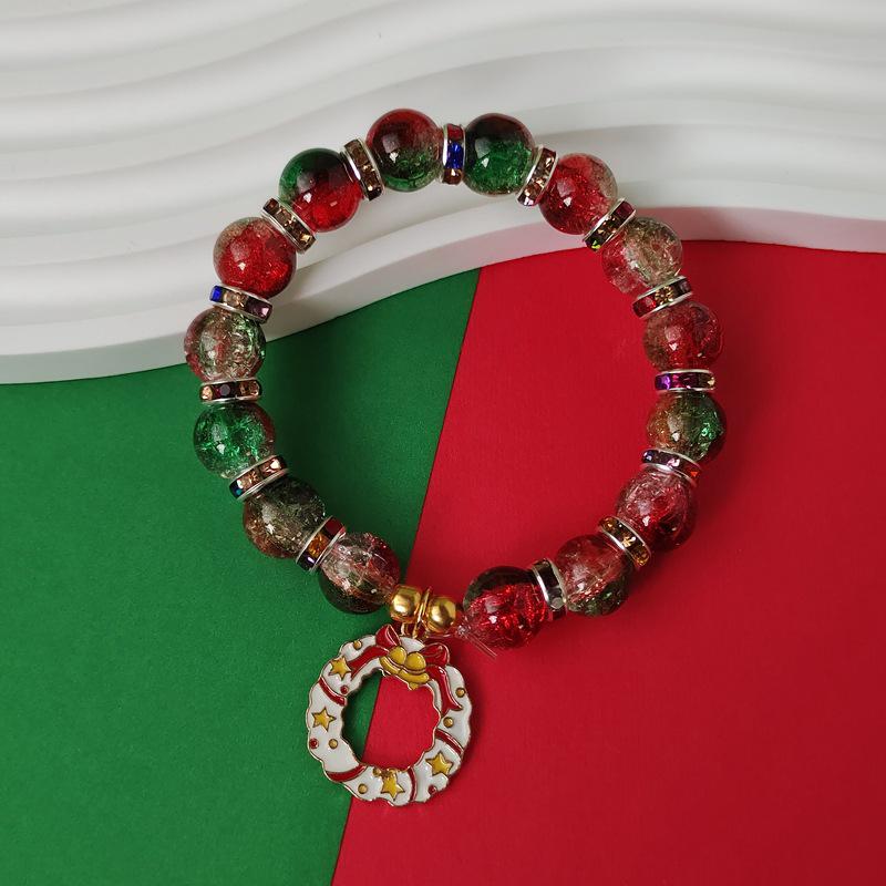

Christmas Snowflake & Santa Lampwork Beaded Bracelet – European/American Style