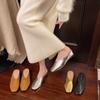 Scarpe da Gentleman Stile Francese Taglie Forti Scarpe Basse a Punta Quadrata Versatili Comode per il Pendolarismo Adulti in Estate