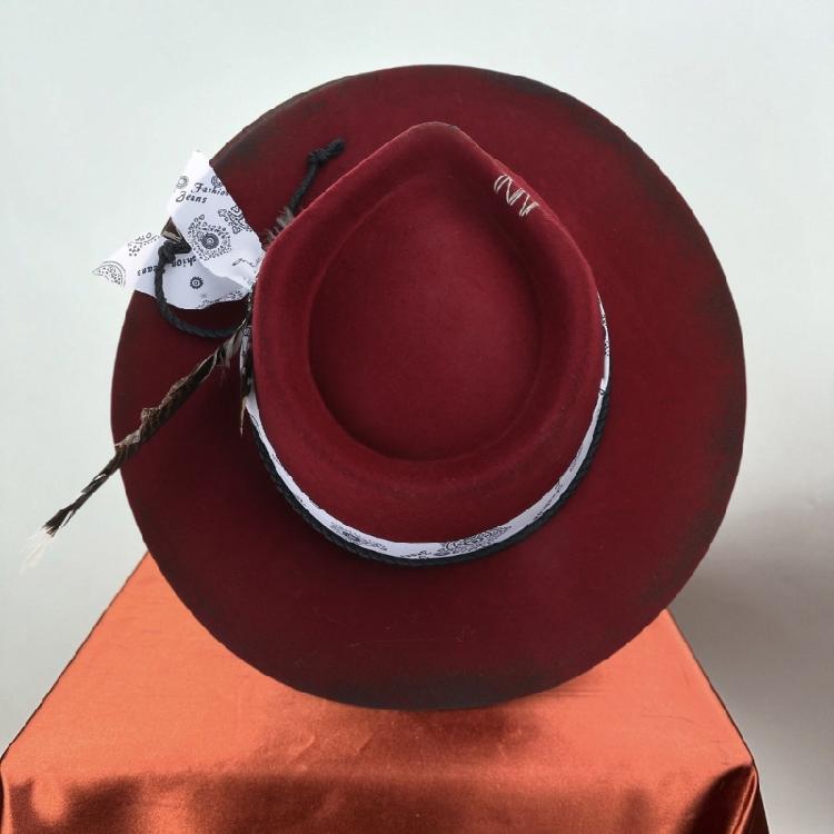 Wool Homburg Exotic Feather Wool Hat Gifts for Comedy Hat Wide Brimmed Unisex Wear for Gatherings Photo Props