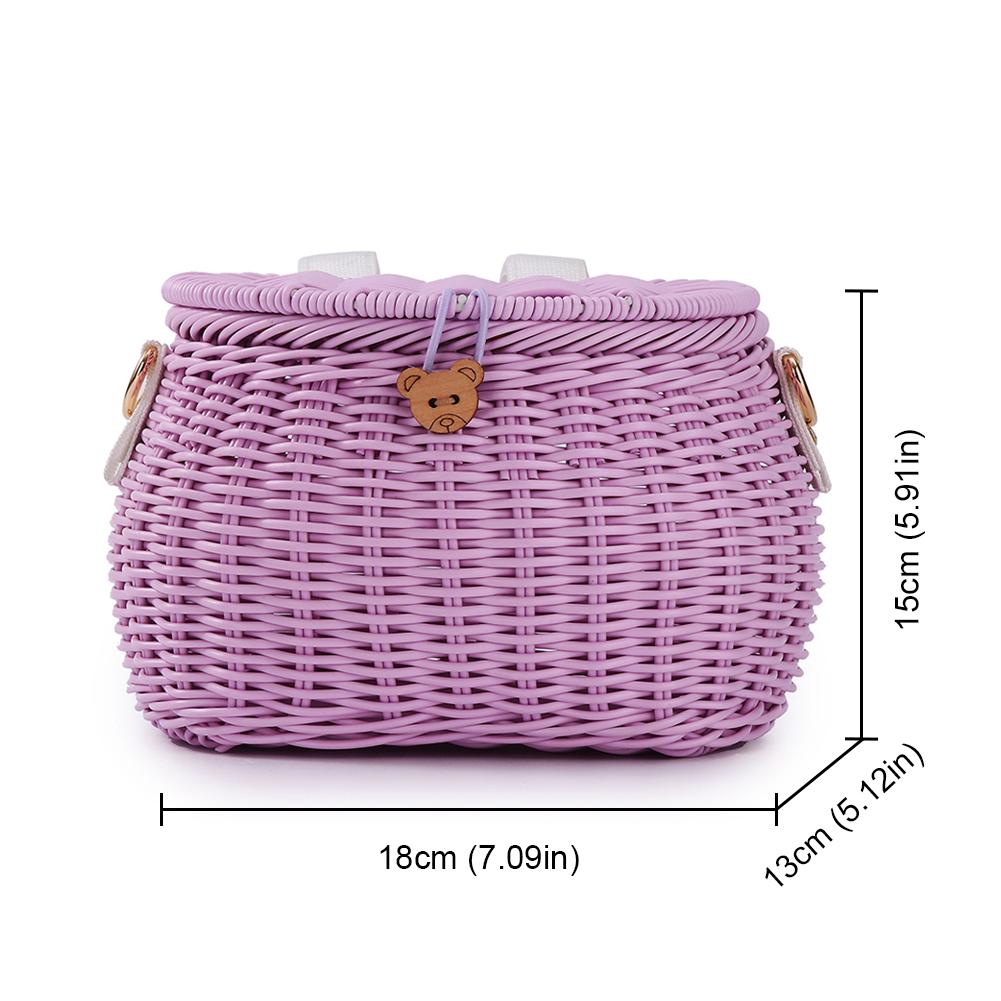 Cesto de Bicicleta Infantil Plástico Tecido Cesto de Bicicleta Bicicletas Infantis Cesto de Vime Cesto Dianteiro de Bicicleta Mochila Acessórios de Bicicleta