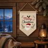 DIY Embroidery Kit Christmas Scene Triangle Wall Hanging Flag Beginner Printed Canvas Hoop Needle Thread Organizer Decor