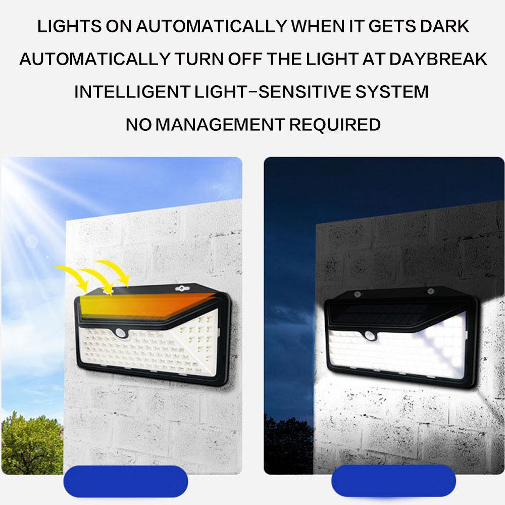 Solar Powered 102 LED Motion Sensor Light Outdoor Waterproof Wall Lamp Garden Patio Pathway Lighting