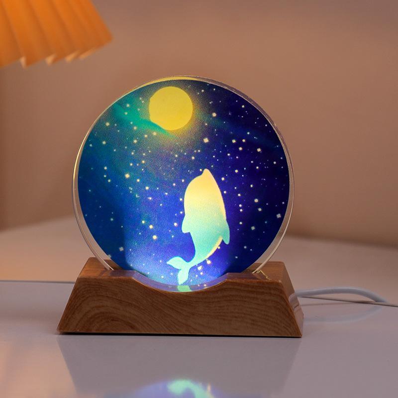 Crystal Disc Luminous Night Lamp Bedside Lamp Ambient Desk Lamp Creative Gift Desktop Decoration Ornament
