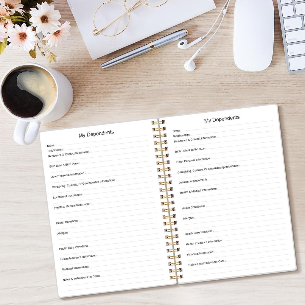 End of Life Planner – Final Arrangements Organizer for Beneficiary, Will Preparation, Last es & Funeral Planning, 5.8" x 8.5", Rose Leaf