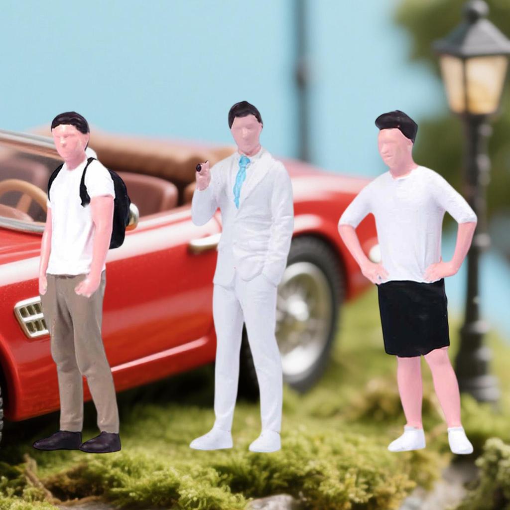 1/64 Miniature Male Figure ,Tiny People Mini Collectibles Painted Resin for Model Trains