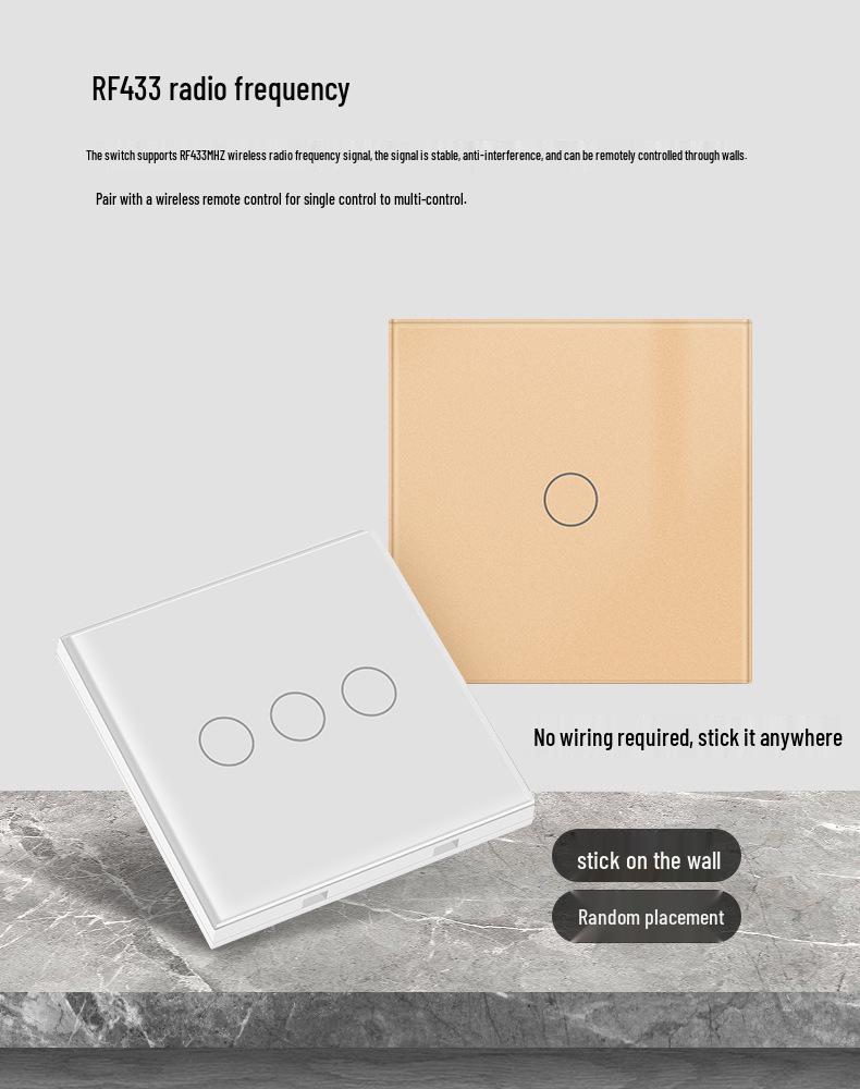 Chytrý dotykový spínač WiFi & RF433 s evropskými a britskými standardy - Kompatibilní se Smart Life/Tuya