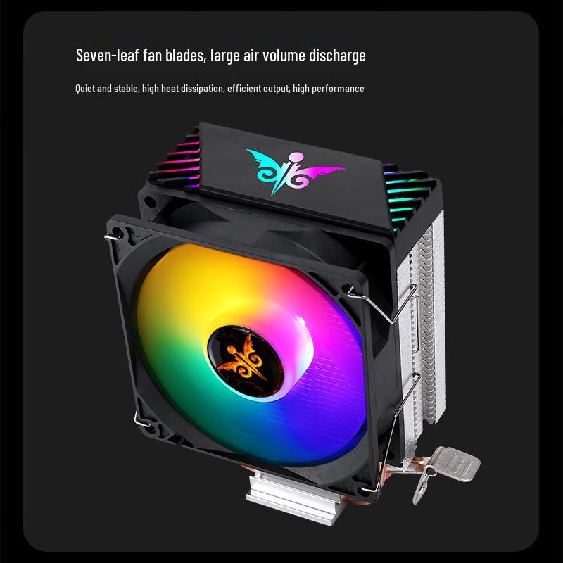 Silent CPU Cooler with 2 Heatpipes, 9CM Fan, 4-Pin Temp Control for LGA1200 & 115x Platforms