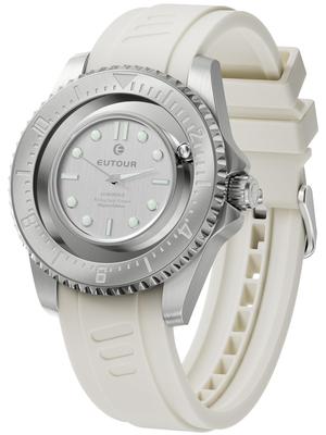 EUTOUR Magnetic Watch with Magnetic Ball and Hand Casual Quartz 5ATM Water 40mm Rubber Silver Men's Design, Stylish, Simple, Watch, Resistance, Dial,