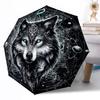 Wolf Traumlandschaft Automatischer Outdoor-Regenschirm Einziebares Design mit 8 Speichen Langlebig Leicht Perfektes Geschenk für Freunde Familie