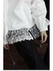 2025 Spring French White Lace Patchwork Shirt - Korean Style Retro Slimming Loose Long-Sleeved Women's Top