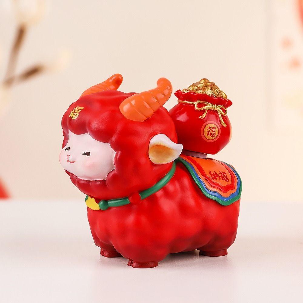 Chinese Style Sheep Desktop Ornament Kawaii Fortune Sheep Figure Desktop Decor