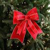 New Double Layer Velvet Christmas Bow Tie Red Cloth Christmas Bowknot Tree Decorations Christmas Wreath