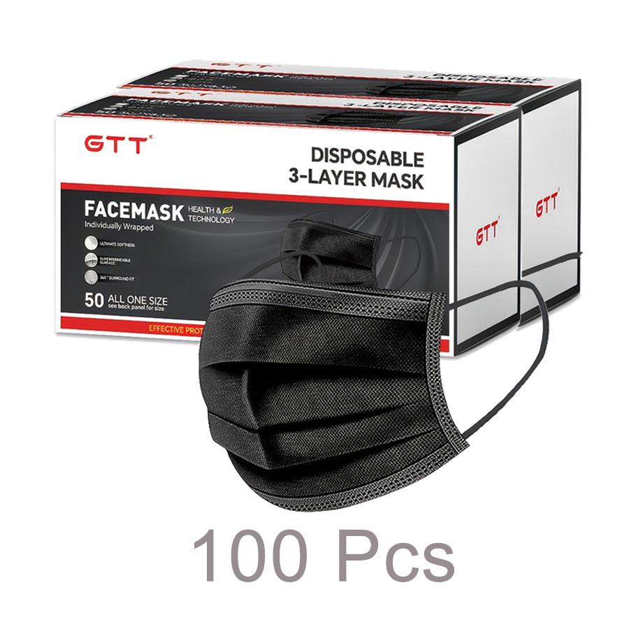 GTT 50/100Pcs Disposable Face Mask individually packaged 3 Ply breathable Earloop Protective Mask for Home School Office Outdoor