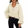 Hoodies Women Spring Autumn Casual Polar Fleece Sports Stand Collar with Velvet Zipper Coat Sweatshirt