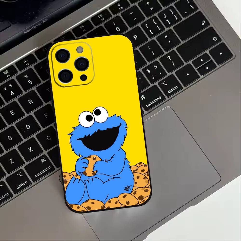 

C-Cookie-Funny M-Monster Phone Case For iPhone 17,16,15,14,13,12,11 Plus,Pro Max,XS,Soft Silicone Black Cover iPhone17