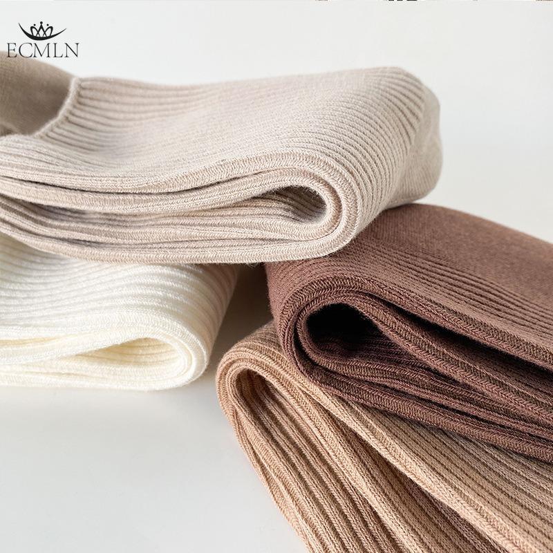 Autumn Winter Red Brown Color Series Women Loose Socks Rib Cotton Fashion Basic Daily Classic Sock Female